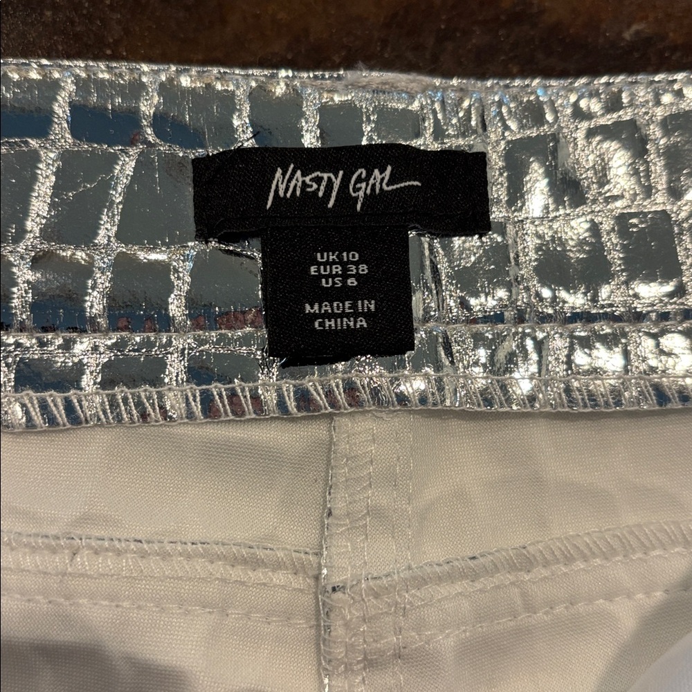 Nasty Gal Metallic Croc-Embossed High Waist Shorts - Picture 3 of 3